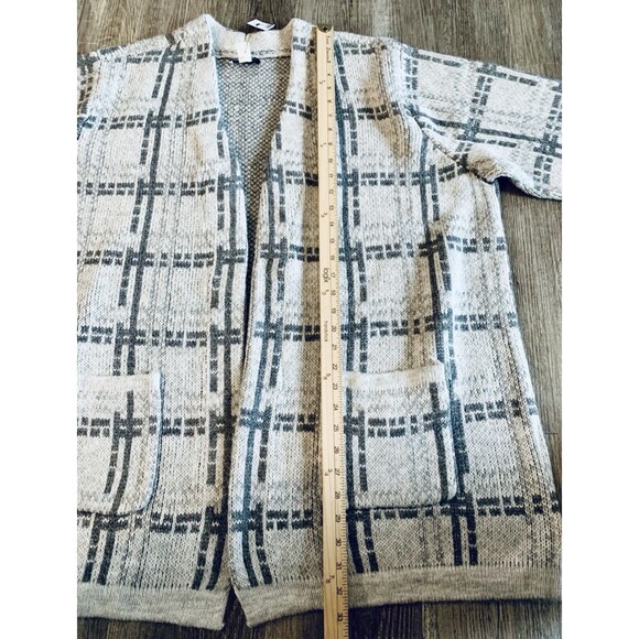Christopher Banks Gray Plaid Open Front Pocket Cardigan Sweater Plus Size 3X New - Picture 7 of 10